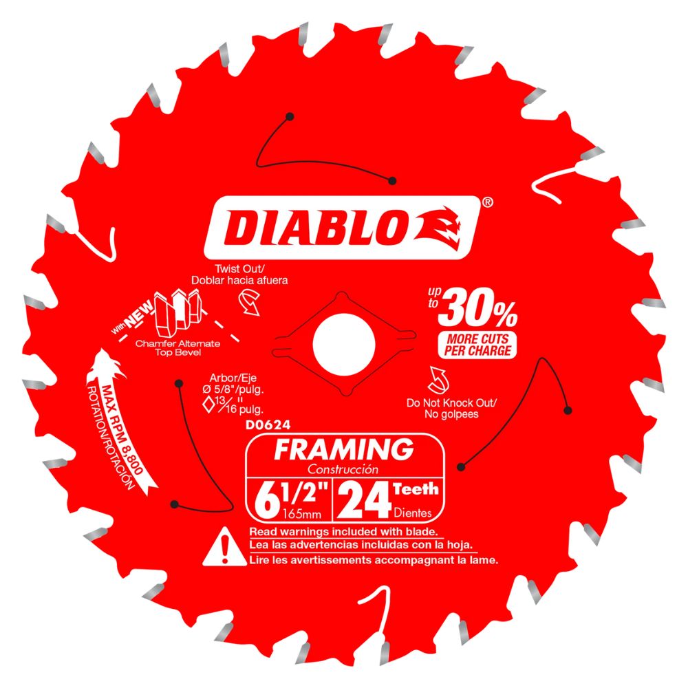 Diablo D0624A 6-1/2" x 24 6-1/2" x 24T x 5/8" Framing Saw Blade (1 blade)