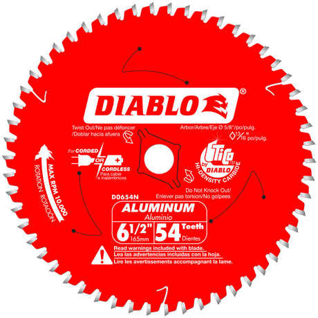 Diablo D0654NA 6-1/2" x 54 Tooth Medium Aluminum Cutting Saw Blade