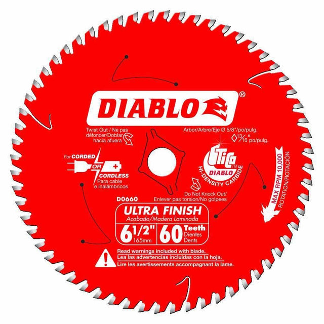 Diablo D0660X 6-1/2" x 60 Tooth Ultra Finish Saw Blade