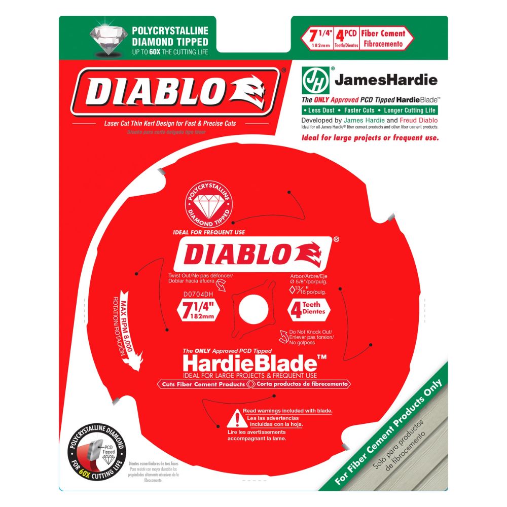 Diablo D0704DH 7-1/4" x 4T x 5/8 PCD Tipped Hardie Fiber Cement Saw Blade - 2