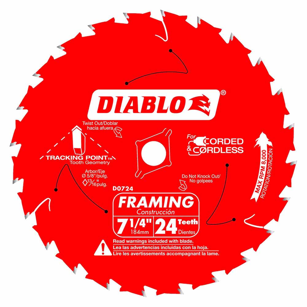 Diablo D0724X3 7-1/4" x 24-Tooth Framing Saw Blade (3-Pack)