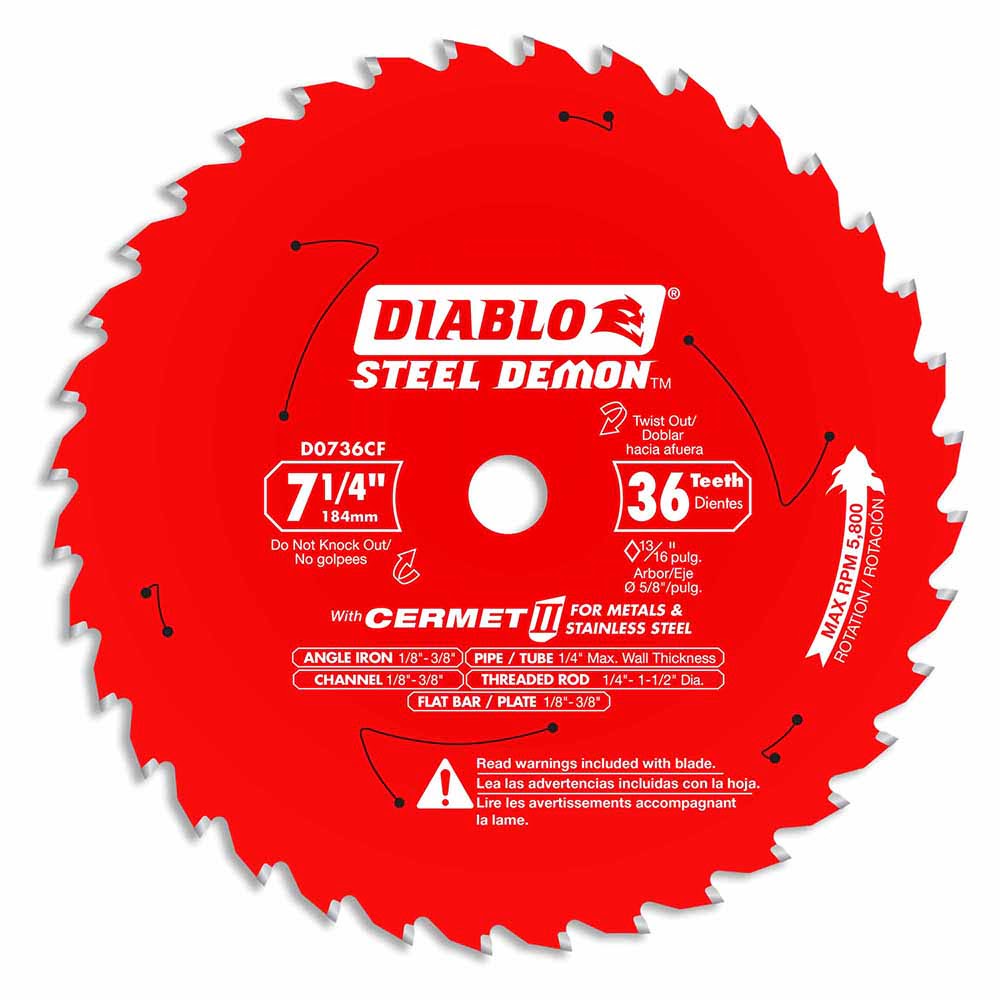 Diablo D0736CF 7-1/4" x 36?Tooth Steel Demon Cermet II Saw Blade for Metal & Stainless Steels