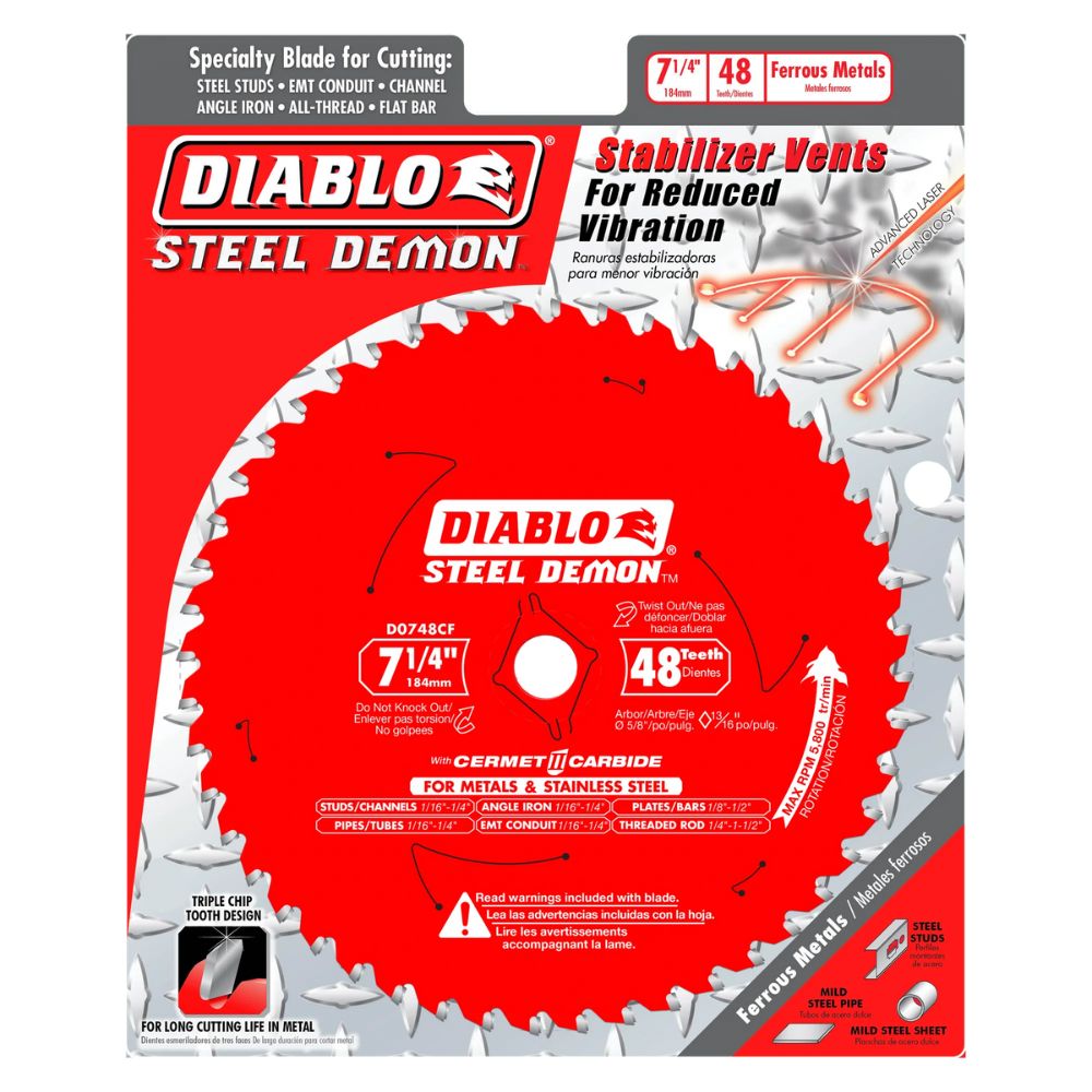 Diablo D0748CFA 7-1/4" x 48 Tooth Cermet Metal & Stainless Steel Blade - 2