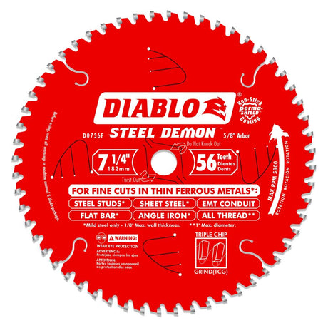 Diablo D0756F 7-1/4" x 56T x 5/8 Steel Demon Ferrous Cutting Saw Blade