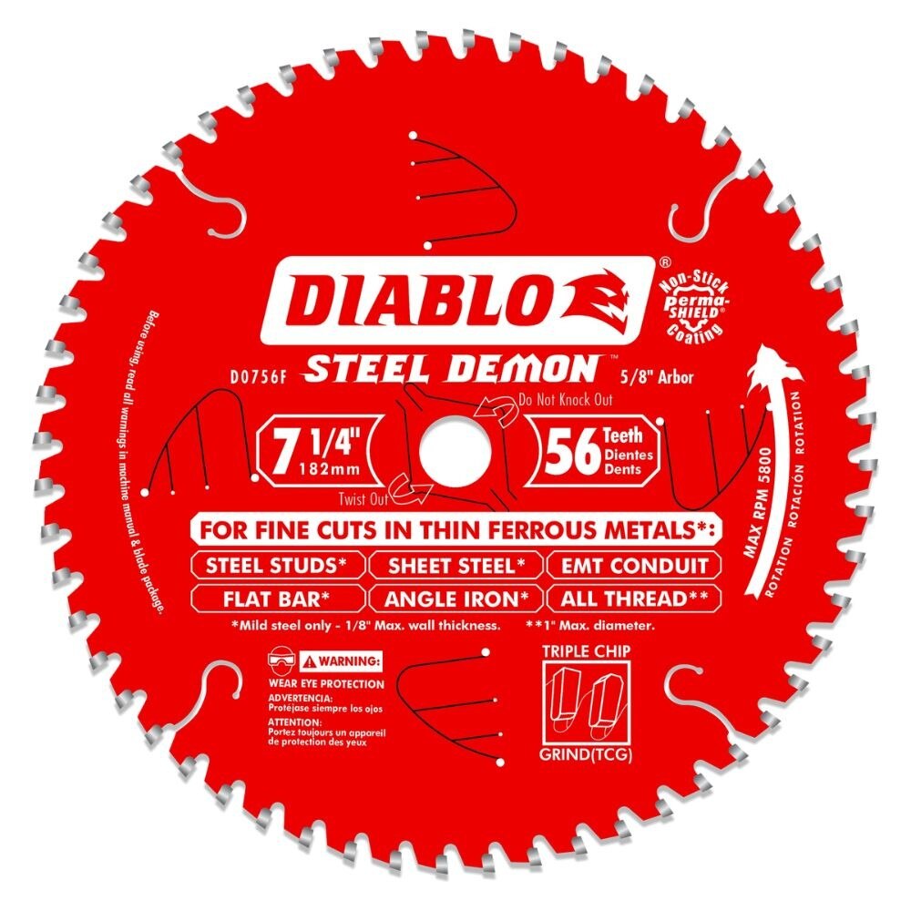Diablo D0756F 7-1/4" x 56T x 5/8 Steel Demon Ferrous Cutting Saw Blade