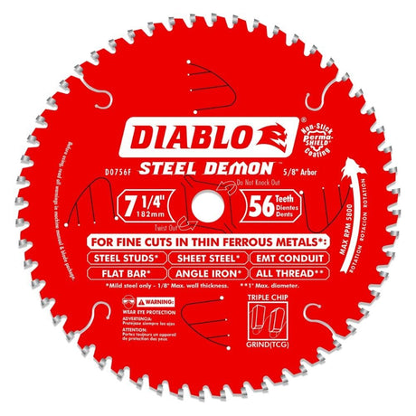 Diablo D0756F 7-1/4" x 56T x 5/8 Steel Demon Ferrous Cutting Saw Blade