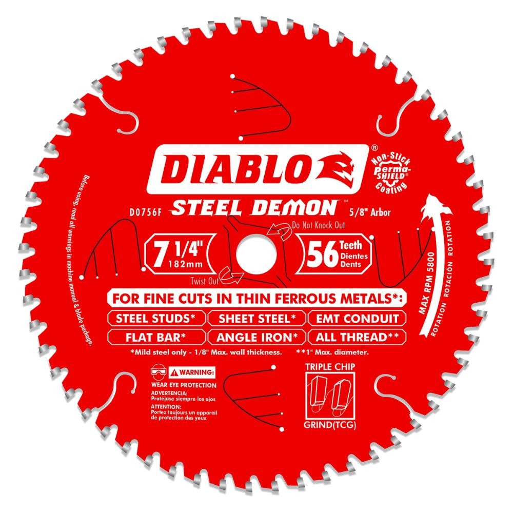 Diablo D0756F 7-1/4" x 56T x 5/8 Steel Demon Ferrous Cutting Saw Blade