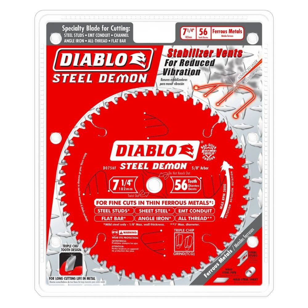 Diablo D0756F 7-1/4" x 56T x 5/8 Steel Demon Ferrous Cutting Saw Blade - 2