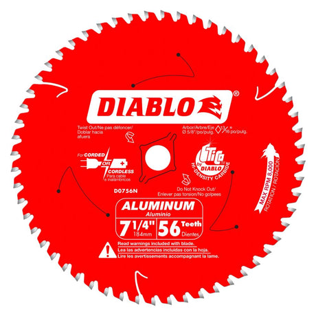 Diablo D0756N 7-1/4" x 56 Non Ferrous/Plastic TCG Saw Blade