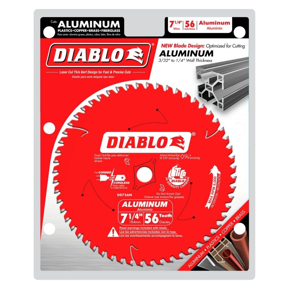 Diablo D0756N 7-1/4" x 56 Non Ferrous/Plastic TCG Saw Blade - 4