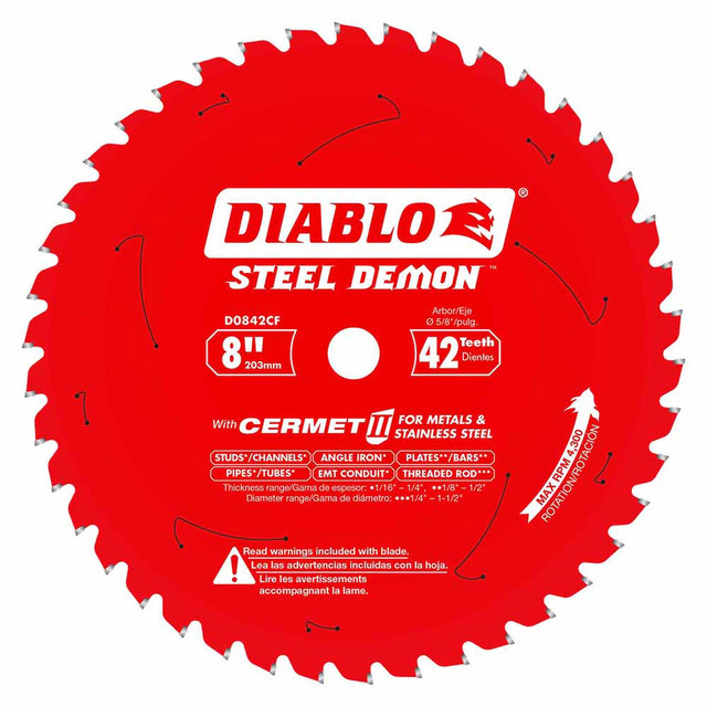 Diablo D0842CF 8" x 42 Tooth Steel Demon Cermet II Saw Blade for Metals and Stainless Steel