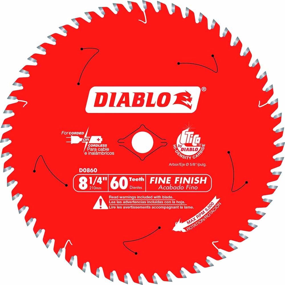 Diablo D0860X 8-1/4" 60-Tooth Fine Finish Saw Blade
