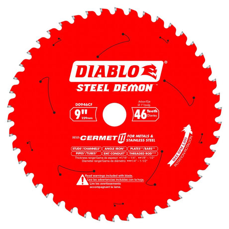 Diablo D0946CF 9" x 46T - 1" Arbor Steel Demon Metal Cutting Saw Blade