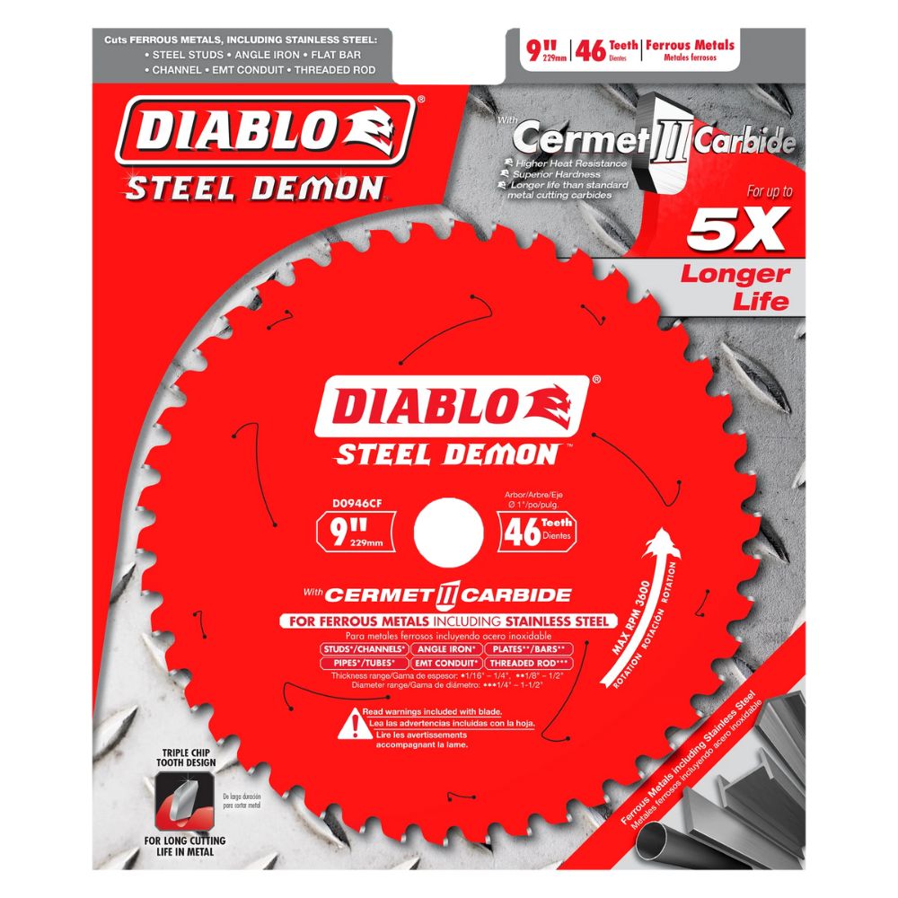 Diablo D0946CF 9" x 46T - 1" Arbor Steel Demon Metal Cutting Saw Blade - 2