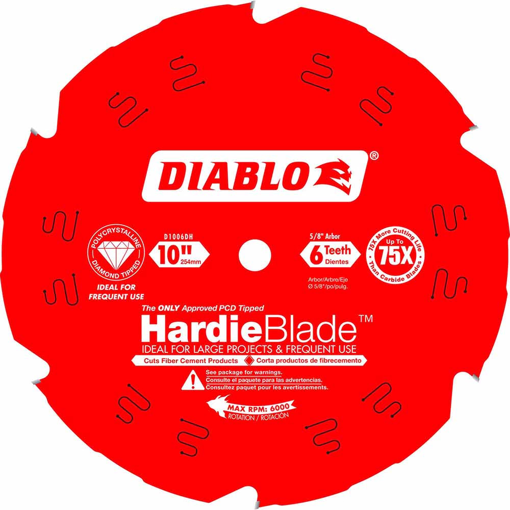 Diablo D1006DH 10" x 6 Tooth (PCD) Fiber Cement HardieBlade