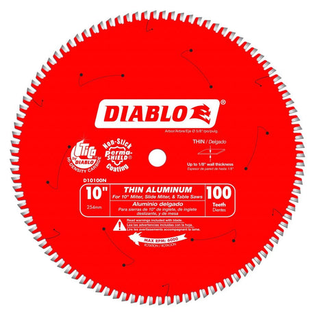 Diablo D10100N 10" x 100 Tooth Thin Aluminum Cutting Saw Blade
