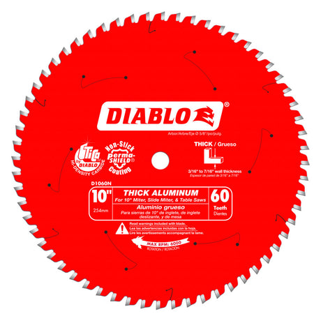 Diablo D1060N 10" x 60 Tooth Thick Aluminum Cutting Saw Blade