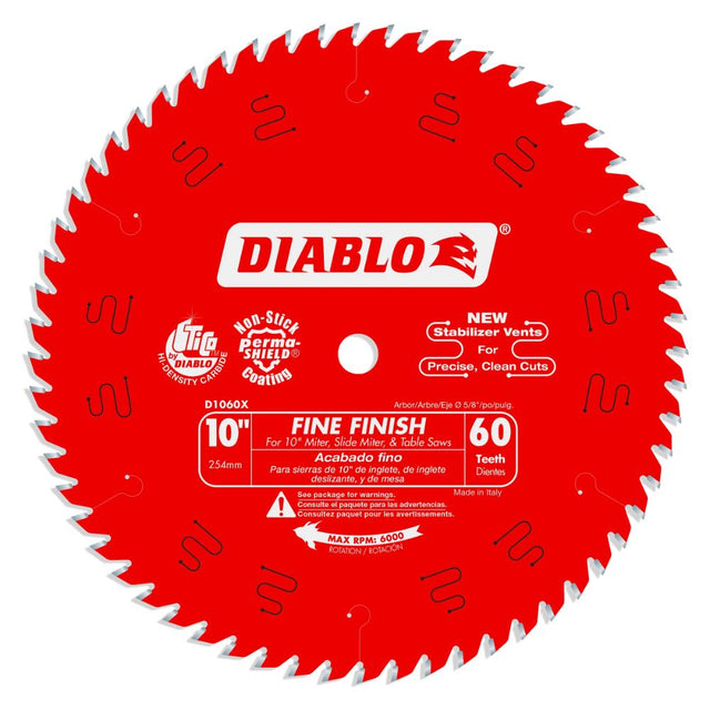 Diablo D1060X 10" x 60 Fine Finish Saw Blade