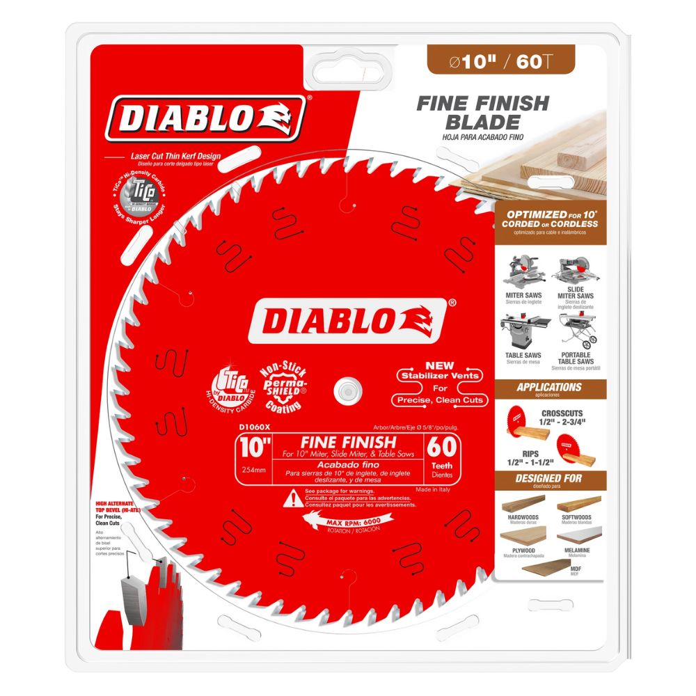 Diablo D1060X 10" x 60 Fine Finish Saw Blade - 2