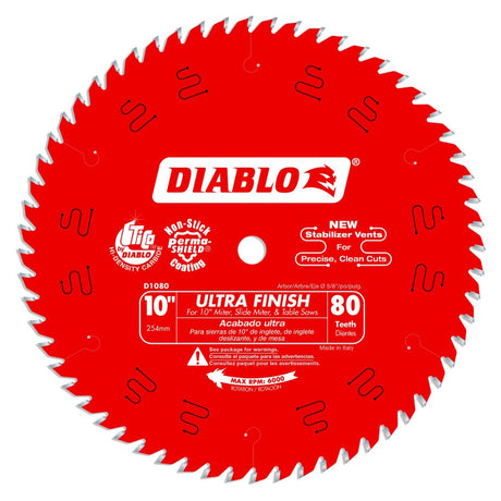 Diablo D1080X 10" x 80 Ultra Finish Saw Blade