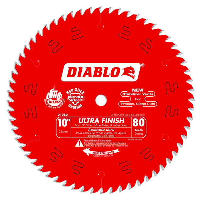 Diablo D1080X 10" x 80 Ultra Finish Saw Blade