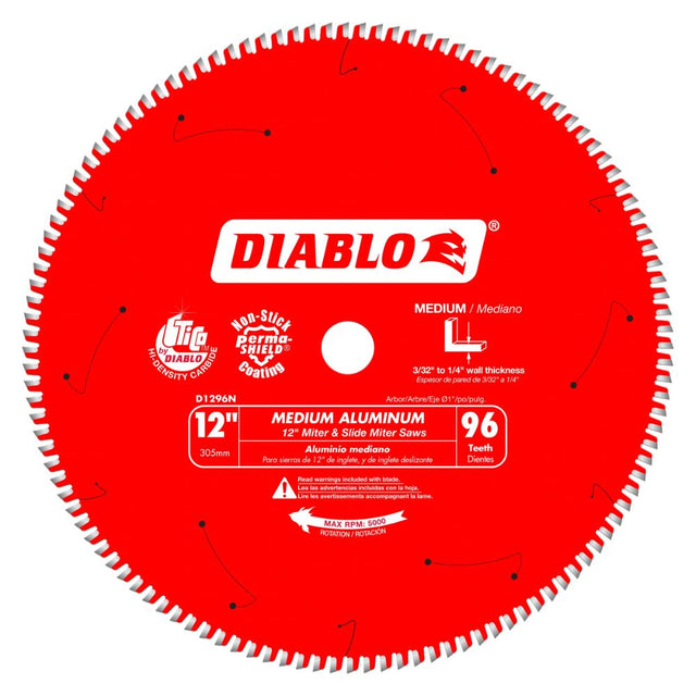 Diablo D1296N 12" x 96T 1" Arbor TCG Non-Ferrous Metals /Plastics Blade