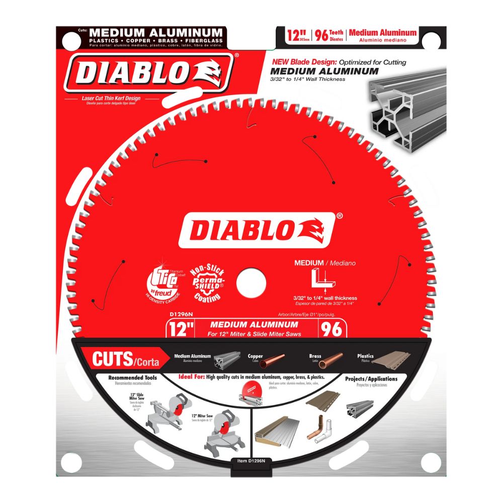 Diablo D1296N 12" x 96T 1" Arbor TCG Non-Ferrous Metals /Plastics Blade - 2