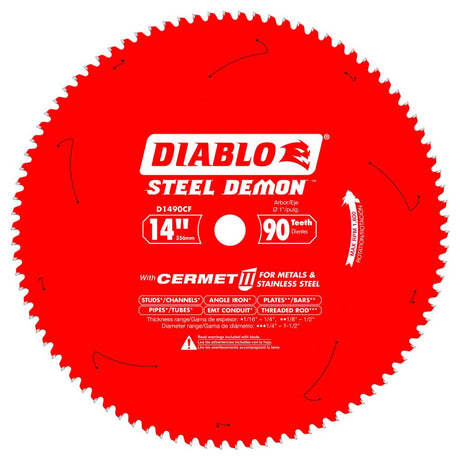 Diablo D1490CF 14" x 90TCG Steel Demon Thin Metal Cutting Blade 1" Arbor