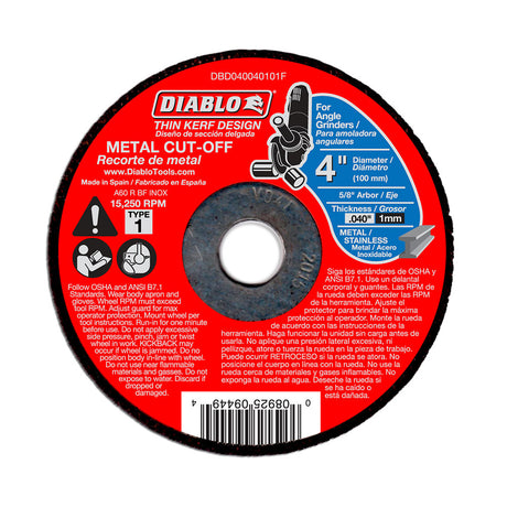 Diablo DBD040040101F 4" Metal Cut Off Disc - Thin Kerf