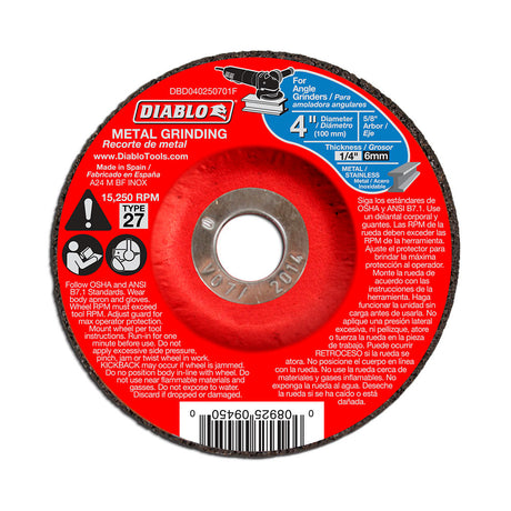 Diablo DBD040250701F 4" Metal Grinding Disc - Type 27