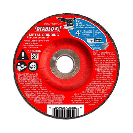 Diablo DBD040250701F 4" Metal Grinding Disc - Type 27
