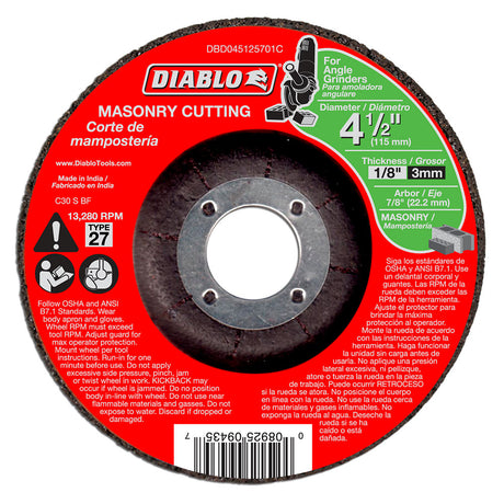 Diablo DBD045125701C 4-1/2" Masonry Cut Off Disc - Type 27