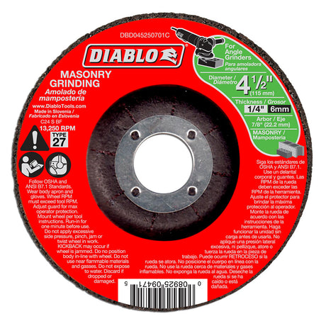 Diablo DBD045250701C 4-1/2" Masonry Grinding Disc - Type 27