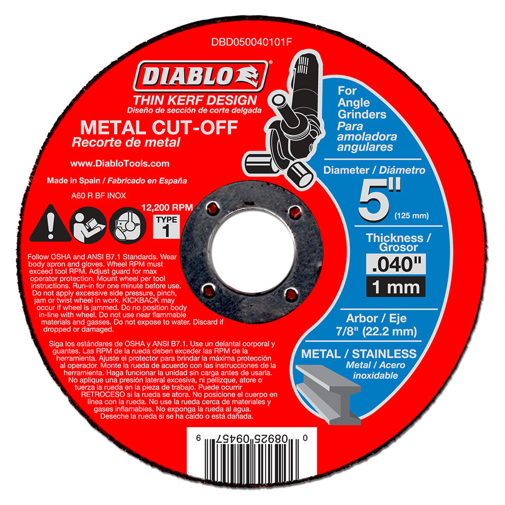 Diablo DBD050040110F 5" Metal Cut Off Disc - Thin Kerf, 10 Pack