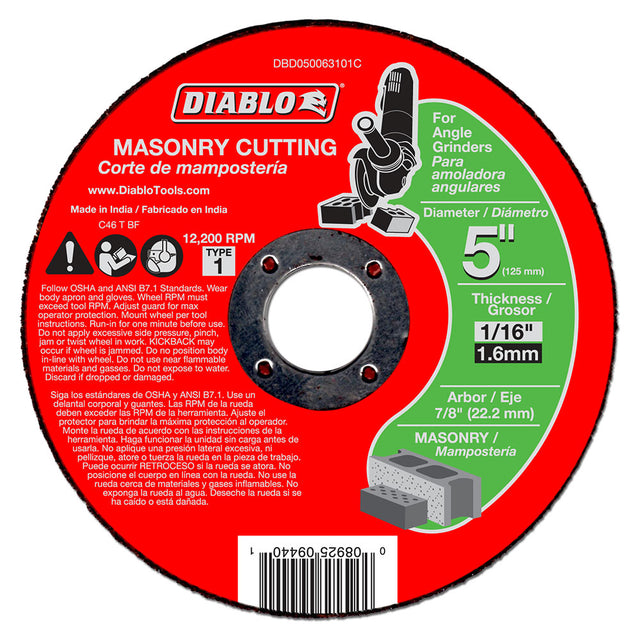 Diablo DBD050063101C 5" Masonry Cut Off Disc - Type 1