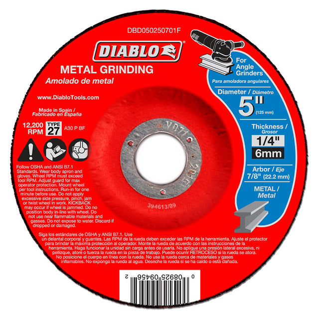 Diablo DBD050250701F 5" Metal Grinding Disc - Type 27