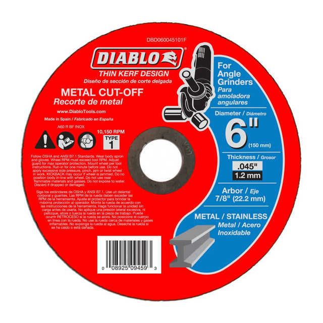 Diablo DBD060045101F 6" Metal Cut Off Disc - Thin Kerf