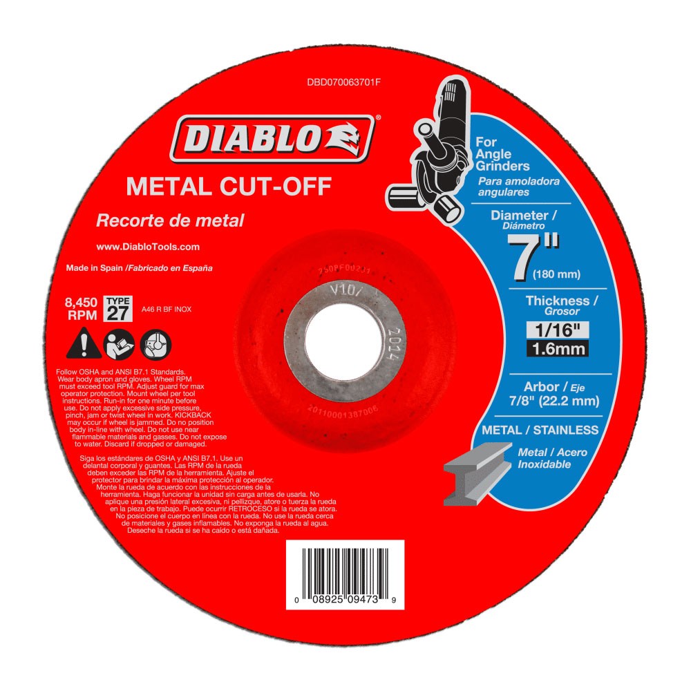 Diablo DBD070125L01F 7" Metal Circular Cut Off Disc