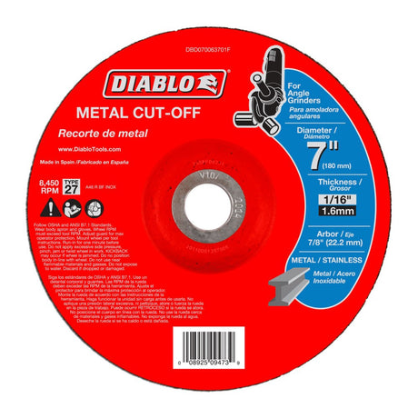 Diablo DBD070125L01F 7" Metal Circular Cut Off Disc