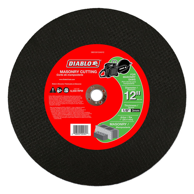 Diablo DBD120125A01C 12" Masonry High Speed Cut Off Disc 1"