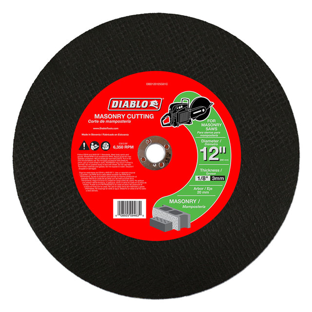 Diablo DBD120125G01C 12" Masonry High Speed Cut Off Disc 20mm