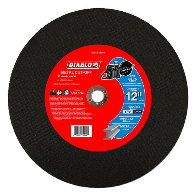 Diablo DBD120125G01F 12" Metal High Speed Cut Off Disc 20mm