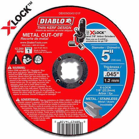 Diablo DBX050045101F 5" Thin Kerf Metal Cut-Off Disc for X-Lock and All Grinders