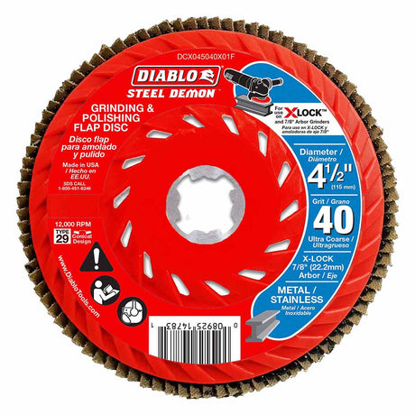 Diablo DCX045040X01F 4-1/2" 40-Grit Flap Disc for X-Lock and All Grinders