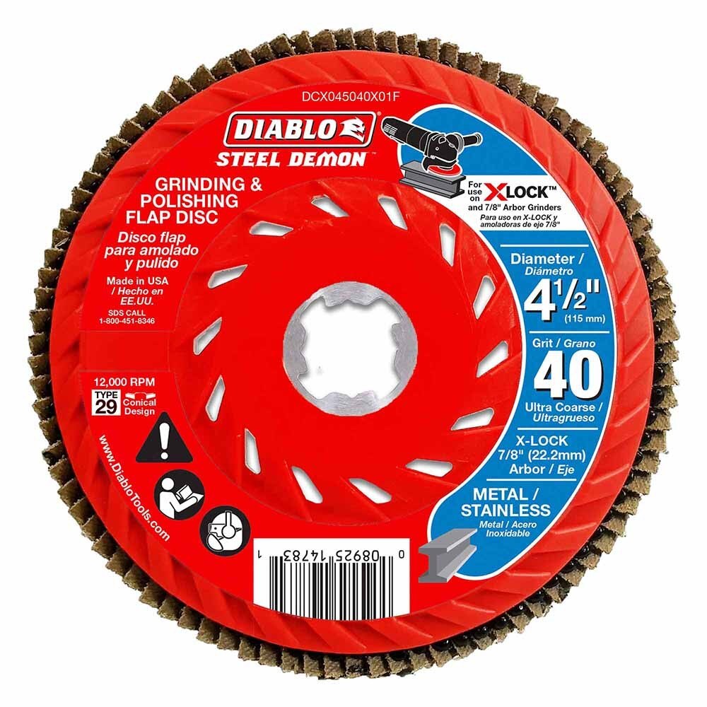 Diablo DCX045040X03F 4-1/2" 40-Grit Flap Disc for X-Lock and All Grinders Pro Bulk Pack (3-Pack)