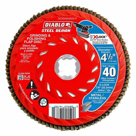 Diablo DCX045040X03F 4-1/2" 40-Grit Flap Disc for X-Lock and All Grinders Pro Bulk Pack (3-Pack)