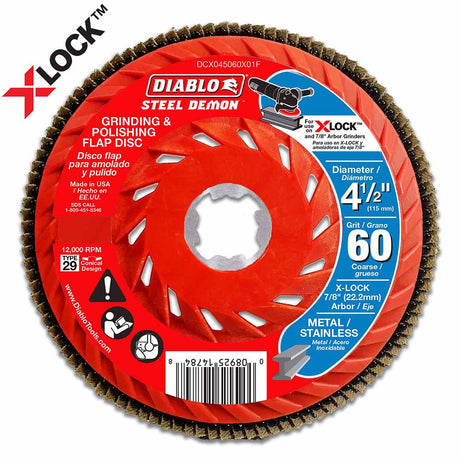 Diablo DCX045060X03F 4-1/2" 60-Grit Flap Disc for X-Lock and All Grinders Pro Bulk Pack (3-Pack)