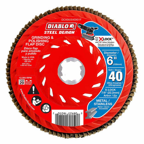 Diablo DCX060040X01F 6" 40-Grit Flap Disc for X-Lock and All Grinders