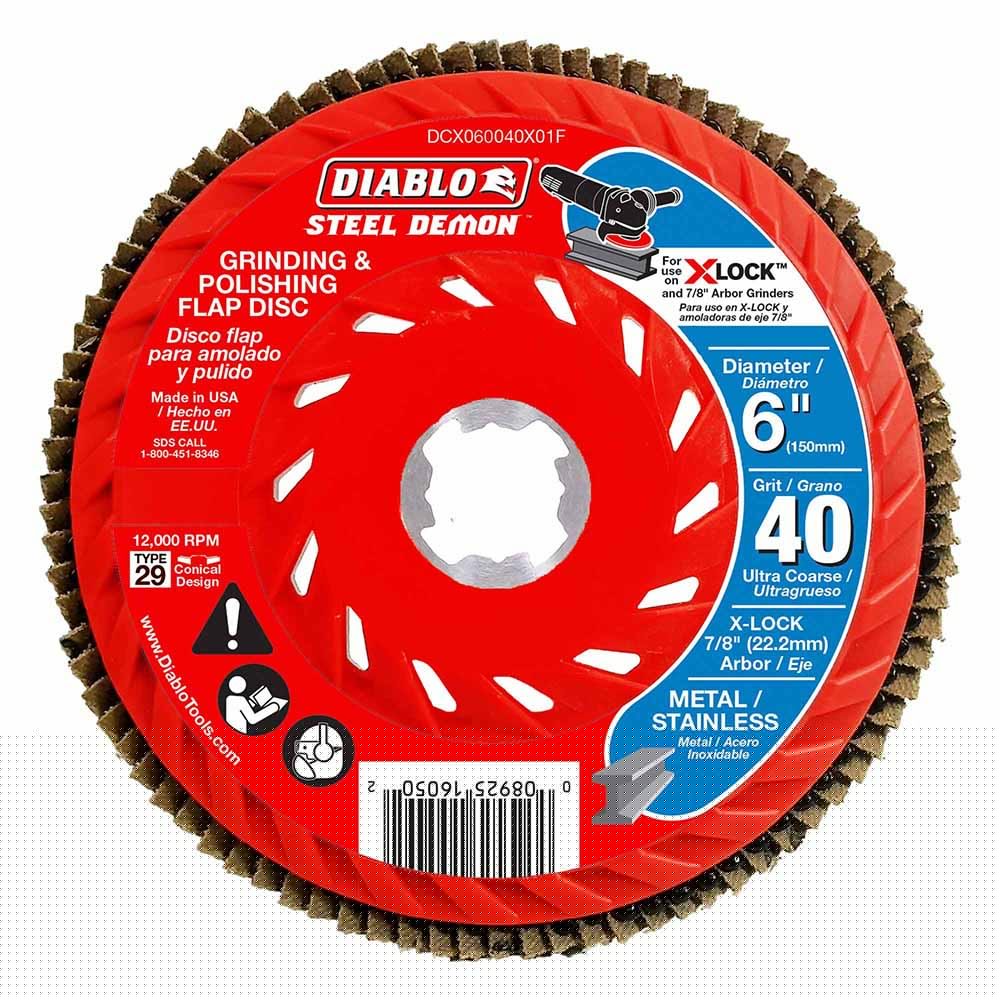 Diablo DCX060040X01F 6" 40-Grit Flap Disc for X-Lock and All Grinders