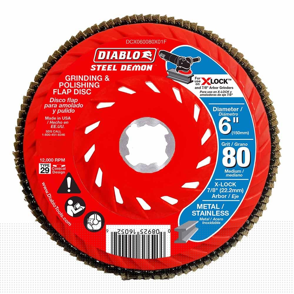 Diablo DCX060080X01F 6" 80-Grit Flap Disc for X-Lock and All Grinders